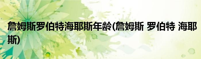 詹姆斯罗伯特海耶斯年龄(詹姆斯 罗伯特 海耶斯)