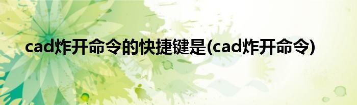 cad炸开命令的快捷键是(cad炸开命令)