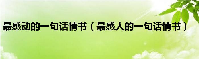 最感动的一句话情书（最感人的一句话情书）