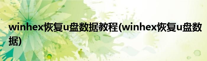 winhex恢复u盘数据教程(winhex恢复u盘数据)