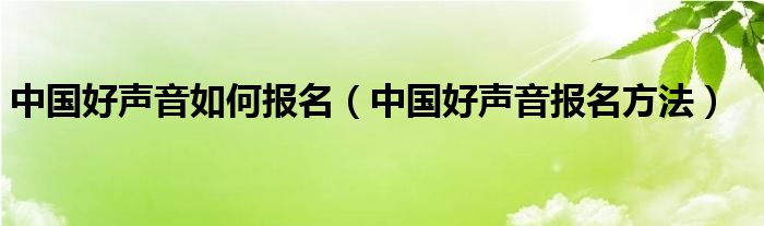 中国好声音如何报名（中国好声音报名方法）