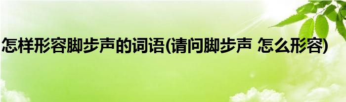 怎样形容脚步声的词语(请问脚步声 怎么形容)