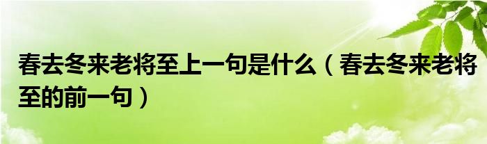 春去冬来老将至上一句是什么（春去冬来老将至的前一句）