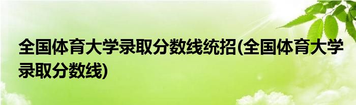 全国体育大学录取分数线统招(全国体育大学录取分数线)