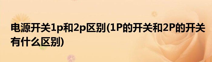 电源开关1p和2p区别(1P的开关和2P的开关有什么区别)