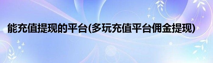 能充值提现的平台(多玩充值平台佣金提现)