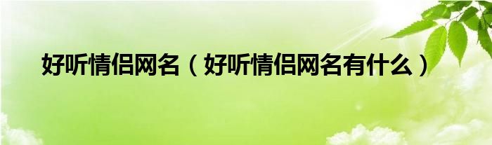 好听情侣网名（好听情侣网名有什么）