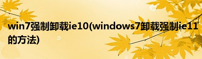 win7强制卸载ie10(windows7卸载强制ie11的方法)