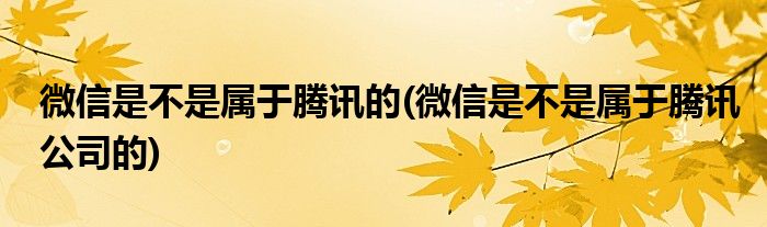 微信是不是属于腾讯的(微信是不是属于腾讯公司的)