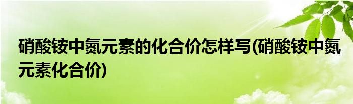 硝酸铵中氮元素的化合价怎样写(硝酸铵中氮元素化合价)