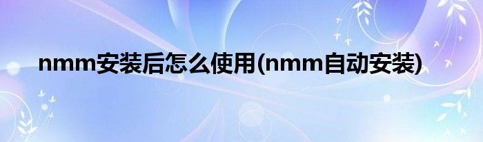 nmm安装后怎么使用(nmm自动安装)