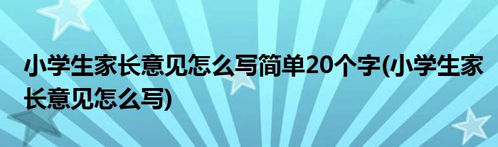 小学生家长意见怎么写简单20个字(小学生家长意见怎么写)