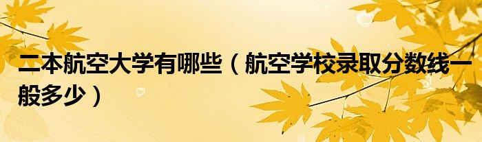 二本航空大学有哪些（航空学校录取分数线一般多少）