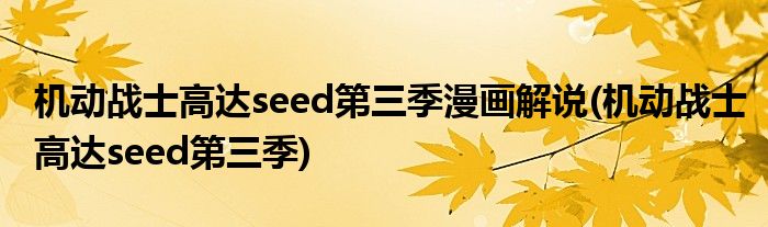 机动战士高达seed第三季漫画解说(机动战士高达seed第三季)