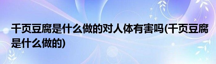 千页豆腐是什么做的对人体有害吗(千页豆腐是什么做的)