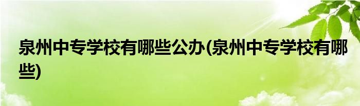 泉州中专学校有哪些公办(泉州中专学校有哪些)