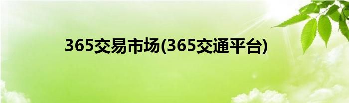 365交易市场(365交通平台)