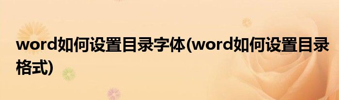 word如何设置目录字体(word如何设置目录格式)