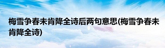 梅雪争春未肯降全诗后两句意思(梅雪争春未肯降全诗)