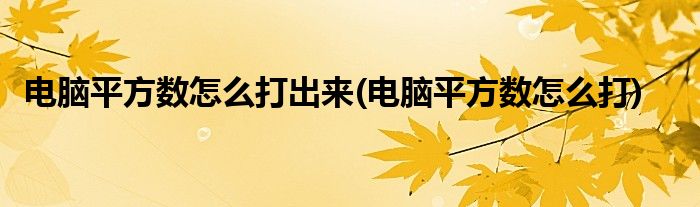 电脑平方数怎么打出来(电脑平方数怎么打)