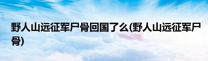 野人山远征军尸骨回国了么(野人山远征军尸骨)