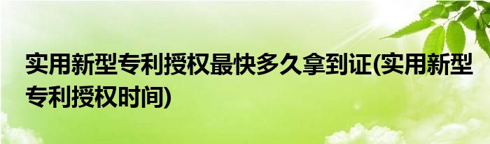 实用新型专利授权最快多久拿到证(实用新型专利授权时间)