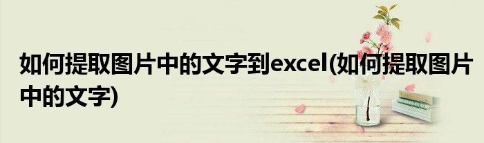 如何提取图片中的文字到excel(如何提取图片中的文字)