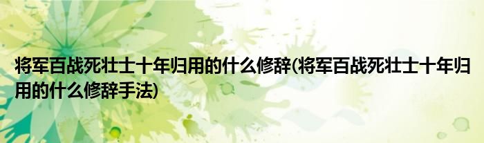 将军百战死壮士十年归用的什么修辞(将军百战死壮士十年归用的什么修辞手法)