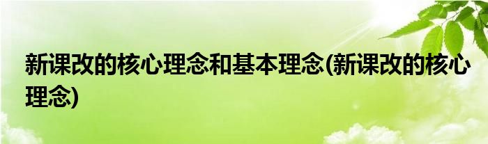 新课改的核心理念和基本理念(新课改的核心理念)