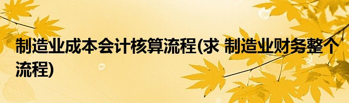 制造业成本会计核算流程(求 制造业财务整个流程)