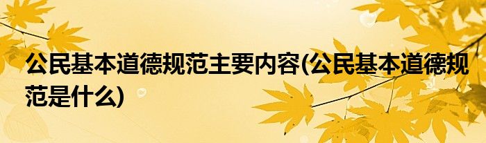 公民基本道德规范主要内容(公民基本道德规范是什么)