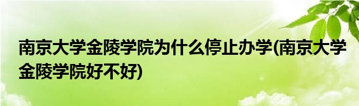 南京大学金陵学院为什么停止办学(南京大学金陵学院好不好)