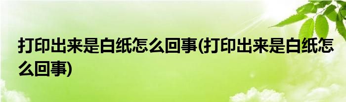 打印出来是白纸怎么回事(打印出来是白纸怎么回事)