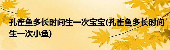 孔雀鱼多长时间生一次宝宝(孔雀鱼多长时间生一次小鱼)