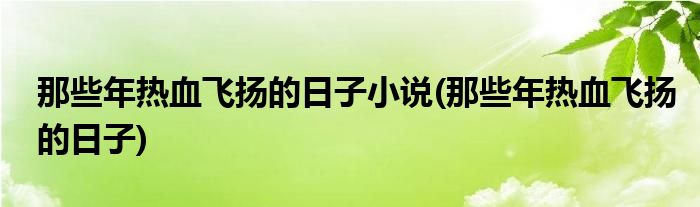 那些年热血飞扬的日子小说(那些年热血飞扬的日子)