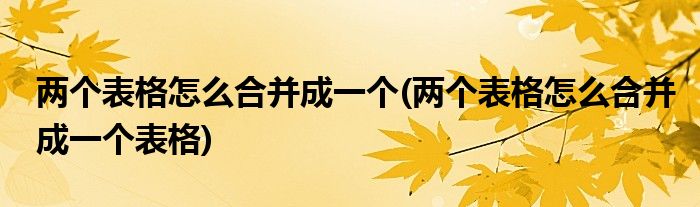 两个表格怎么合并成一个(两个表格怎么合并成一个表格)