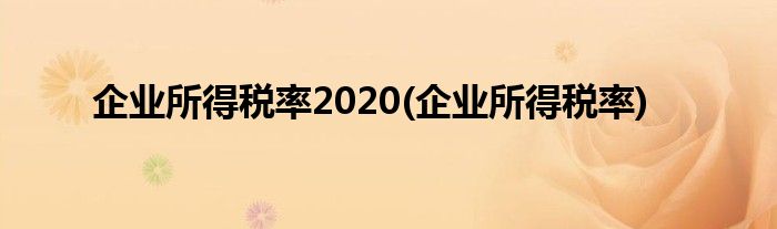 企业所得税率2020(企业所得税率)