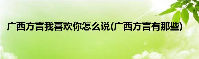 广西方言我喜欢你怎么说(广西方言有那些)