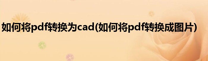 如何将pdf转换为cad(如何将pdf转换成图片)