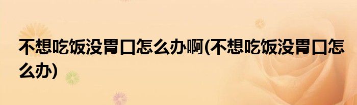 不想吃饭没胃口怎么办啊(不想吃饭没胃口怎么办)