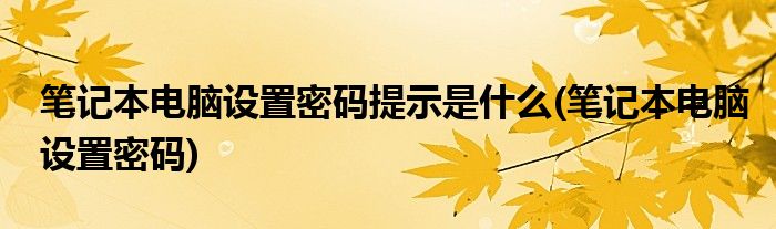 笔记本电脑设置密码提示是什么(笔记本电脑设置密码)