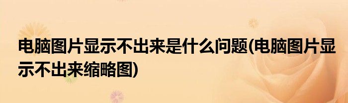 电脑图片显示不出来是什么问题(电脑图片显示不出来缩略图)