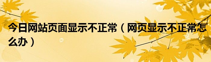 今日网站页面显示不正常（网页显示不正常怎么办）