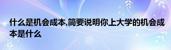 什么是机会成本,简要说明你上大学的机会成本是什么