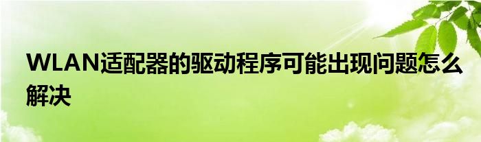 WLAN适配器的驱动程序可能出现问题怎么解决