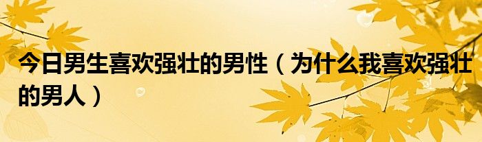 今日男生喜欢强壮的男性（为什么我喜欢强壮的男人）