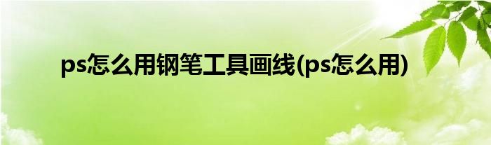 ps怎么用钢笔工具画线(ps怎么用)