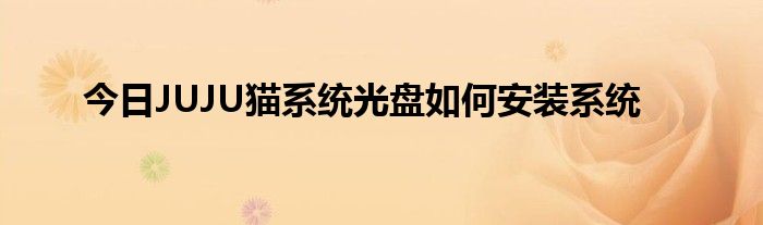 今日JUJU猫系统光盘如何安装系统