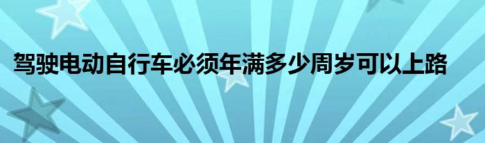 驾驶电动自行车必须年满多少周岁可以上路