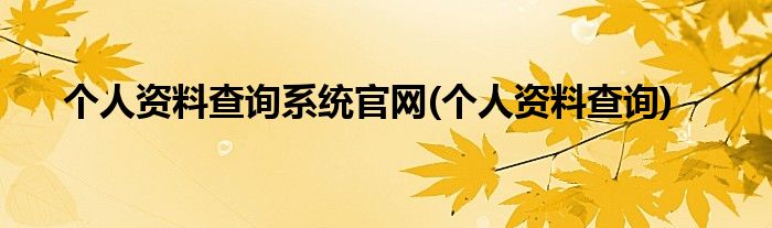 个人资料查询系统官网(个人资料查询)